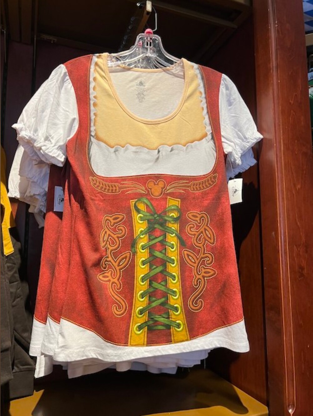 Disney Red and Cream Bavarian Lace-Up Short Sleeve Tee